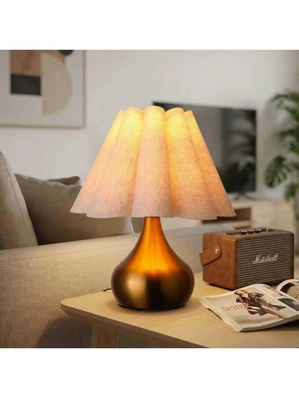 Chic Small Pleated Table Lamp with Fabric Shade - Perfect for Desk & Nightstand